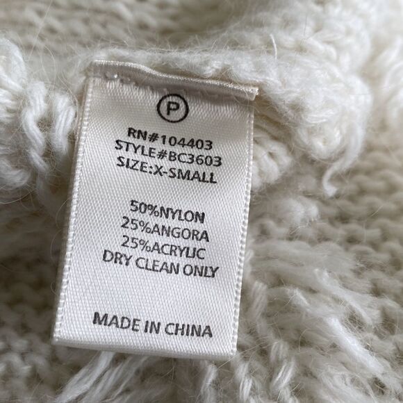 REVOLVE J.O.A LA Angora Blend Fringed Crew Neck Chunky Knit Sweater Cream XS - Picture 8 of 9